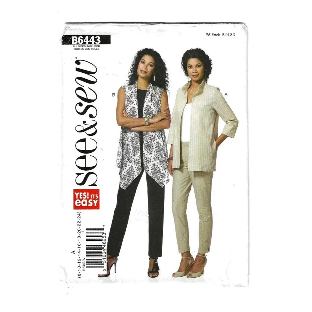 See &‎ Sew 6443 Misses' Unlined Jacket Size A (8-24) Easy Sewing Pattern Uncut